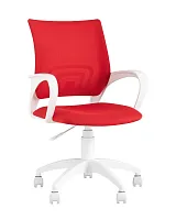 Кресло оператора Topchairs ST-BASIC-W спинка белая сетка TW-15 сиденье красная ткань 26-22 крестовин УТ000036063 Stool Group, красный/ткань, ножки/пластик/белый, размеры - ****635*605