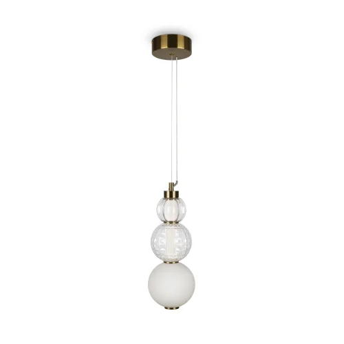 Светильник подвесной LED Collar P069PL-L16G3K Maytoni прозрачный белый 1 лампа, основание золотое в стиле  шар