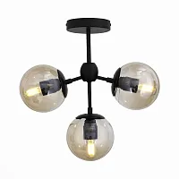 Светильник потолочный лофт Stampo SL549.402.03 St-Luce прозрачный 3 лампы, основание чёрное в стиле лофт шар молекула