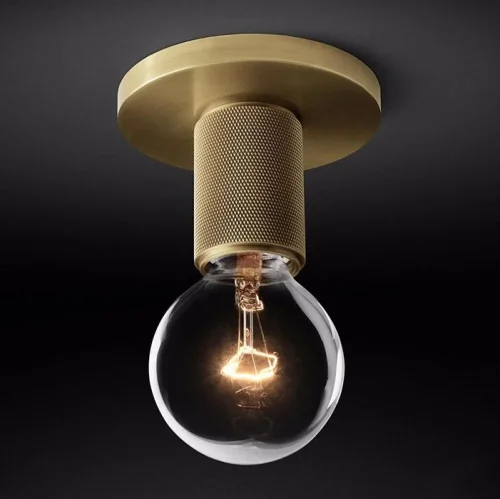 Светильник потолочный RH Utilitaire Socket Flushmount Brass 123677-22 ImperiumLoft латунь на 1 лампу, основание латунь в стиле лофт 