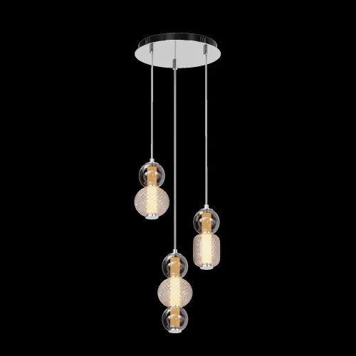 Светильник подвесной LED Drop MOD273PL-L33CH3K Maytoni серый янтарный на 3 лампы, основание хром в стиле современный каскад фото 12