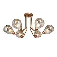 Люстра потолочная V4868-8/6PL Vitaluce янтарная на 6 ламп, основание медь в стиле арт-деко 