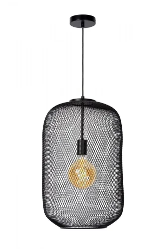 Светильник подвесной лофт Mesh 45385/35/30 Lucide чёрный 1 лампа, основание чёрное в стиле лофт 