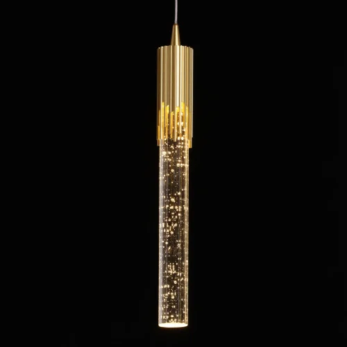 Светильник подвесной LED Конти 488011901 DeMarkt прозрачный 1 лампа, основание золотое в стиле хай-тек  фото 4