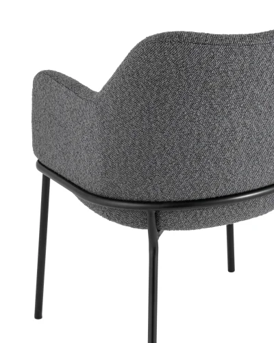 Стул с подлокотниками Кози ткань букле тёмно-серый УТ000036134 Stool Group, серый/букле, ножки/металл/чёрный, размеры - ****505*620 фото 5