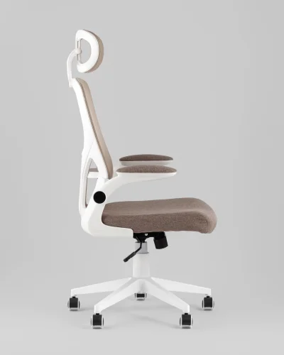 Кресло офисное TopChairs Airone, бежевый, в ткани УТ000040351 Stool Group, бежевый/текстиль сетка, ножки/металл/белый, размеры - *1250**** фото 7