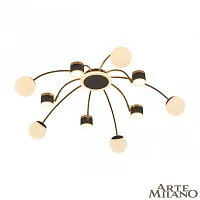 Люстра потолочная LED Ferrara-71040 272040/10 BK/GD Arte Milano белая на 1 лампу, основание чёрное в стиле современный хай-тек 