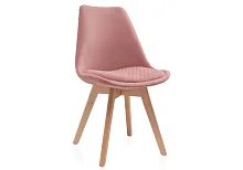 Деревянный стул Bonuss сoral / wood 15225 Woodville, розовый/велюр, ножки/массив бука дерево/натуральный, размеры - ****490*560