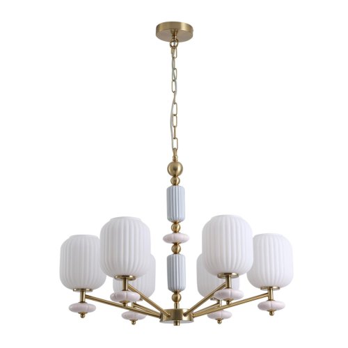 Люстра подвесная Alegra 8334/6 Lumion белая на 6 ламп, основание бронзовое в стиле классический 
