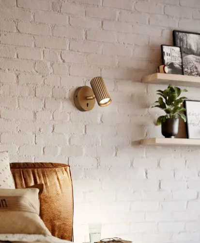 Бра с выключателем Portillo 902033 Eglo матовый латунь на 1 лампу, основание матовое латунь в стиле современный для чтения фото 2