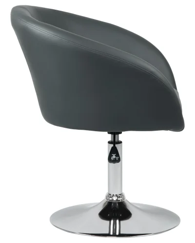 Кресло дизайнерское 8600-LM,  цвет сиденья серый, цвет основания хром Dobrin, серый/экокожа, ножки/металл/хром, размеры - 750*900***600*570 фото 2