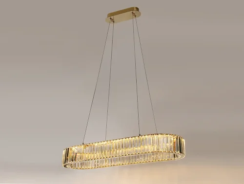 Люстра подвесная LED 8445/90 oval gold NEW Newport прозрачная на 1 лампу, основание золотое в стиле американский современный классический 