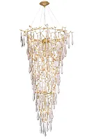 Люстра подвесная REINA SP34 D1200 GOLD PEARL Crystal Lux прозрачная на 34 лампы, основание золотое в стиле арт-деко каскад