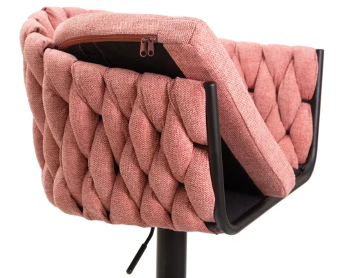 Стул барный 9690-LM LEON,  цвет сиденья розовый (LAR-275-10), цвет основания черный Dobrin, розовый/текстиль, ножки/металл/чёрный, размеры - 890*1100***550*490 фото 7