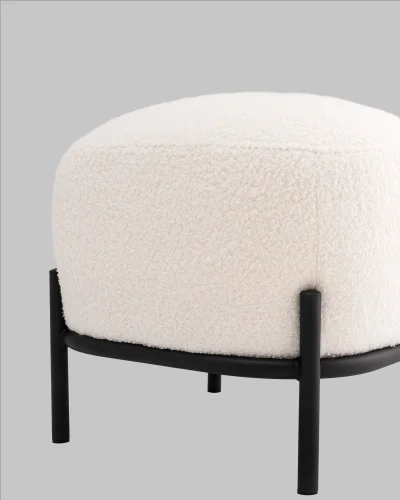 Пуф Стоун букле Fluffy молочный УТ000040879 Stool Group на 1 , основание в стиле современный фото 6