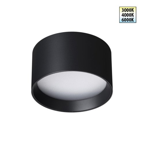 Светильник накладной LED с переключателем цветовой температуры Orbis 359595 Novotech белый чёрный на 1 лампу, основание чёрное в стиле современный хай-тек круглый