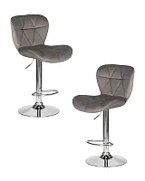 Стул барный набор 2 шт. SET-2 5022-LM BARNY, цвет сиденья серый велюр (MJ9-75), цвет основания хромированная сталь Dobrin, /велюр, ножки/металл/хром, размеры - 890*1100***460*540 Стул барный набор 2 шт. SET-2 5022-LM BARNY, цвет сиденья серый велюр (MJ9-75), цвет основания хромированная сталь Dobrin, /велюр, ножки/металл/хром, размеры - 890*1100***460*540
