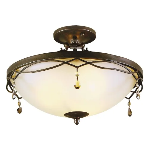 Люстра потолочная Айвенго 382010703 Chiaro бежевая на 3 лампы, основание коричневое в стиле кантри 