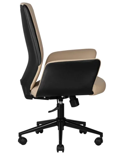 Офисное кресло для руководителя 127B-LMR MAXWELL, цвет кремово-черный Dobrin, кремовый чёрный/экокожа, ножки/металл/чёрный, размеры - 1000*1100***640*610 фото 3