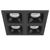 Светильник точечный Domino Quadro D54707070707 Lightstar чёрный 4 лампы, основание чёрное в стиле хай-тек современный 