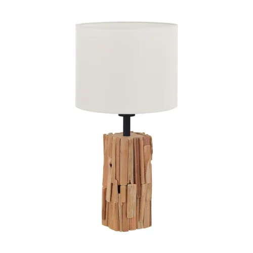 Настольная лампа Portishead 43212 Eglo белая 1 лампа, основание коричневое дерево в стиле кантри 