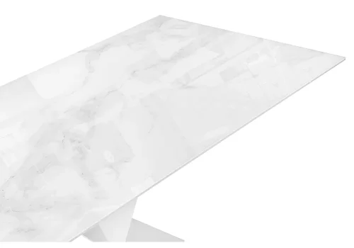 Стеклянный стол Хасселвуд 160(220)х90х77 белый мрамор / белый 553546 Woodville столешница белая из стекло мдф фото 6