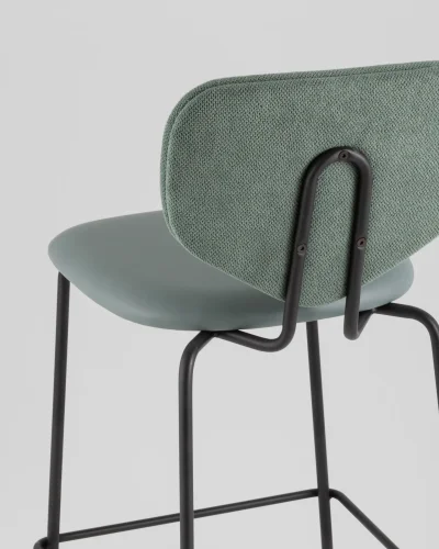Стул полубарный Masey, зеленый, со светло-зеленой экокожей УТ000039584 Stool Group, зелёный/рогожка, ножки/металл/чёрный, размеры - ***** фото 6