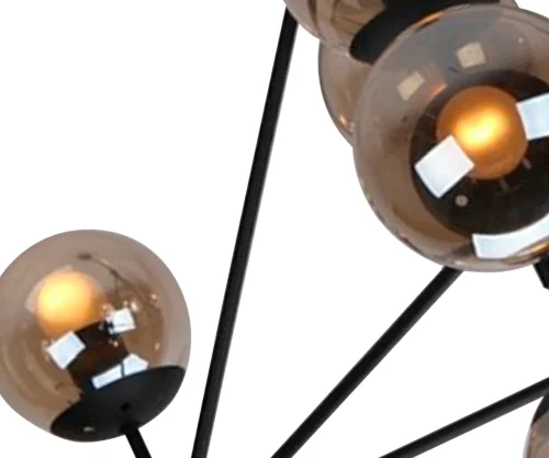 Люстра подвесная Моди 07535-10,19 Kink Light янтарная на 10 ламп, основание чёрное в стиле современный лофт молекула шар фото 2