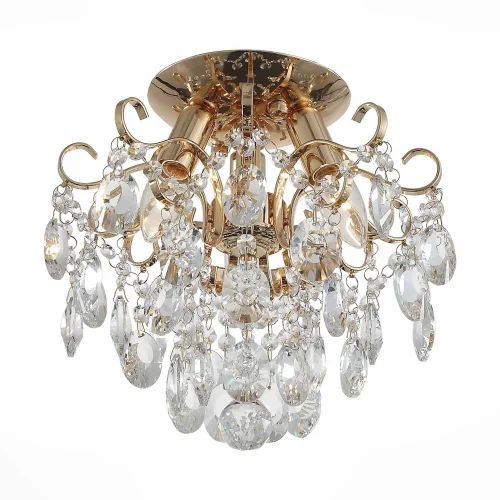 Люстра потолочная Orecchini  SL846.202.03 ST-Luce прозрачная на 3 лампы, основание золотое в стиле современный 