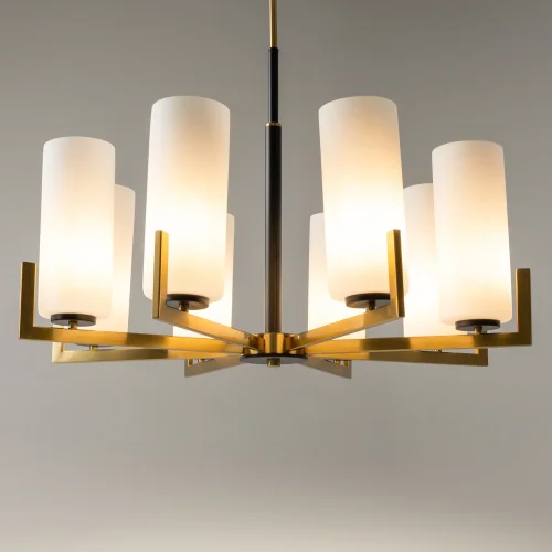 Люстра потолочная Fortano MOD089PL-08BS Maytoni белая на 8 ламп, основание латунь в стиле современный фото 8 Люстра потолочная Fortano MOD089PL-08BS Maytoni белая на 8 ламп, основание латунь в стиле современный фото 8