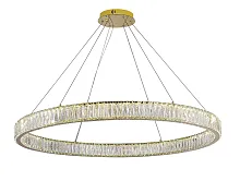 Люстра подвесная LED 8240/100 gold Newport прозрачная на 1 лампа, основание золотое в стиле современный кольца