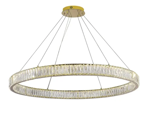Люстра подвесная LED 8240/100 gold Newport прозрачная на 1 лампа, основание золотое в стиле современный кольца