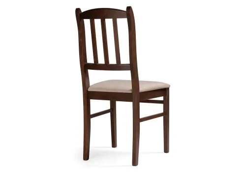 Деревянный стул Мириел темный орех / сливочный раф 527066 Woodville, бежевый/ткань, ножки/массив березы дерево/орех, размеры - ****450*500 фото 4