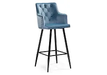 Барный стул Ofir blue 15047 Woodville, синий/велюр, ножки/металл/чёрный, размеры - ****500*370
