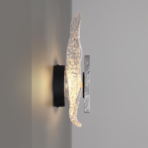 Бра LED Coralla 5461/12WLB Odeon Light прозрачный на 1 лампу, основание чёрное серое в стиле современный арт-деко флористика отражённый свет фото 5