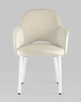 Стул Венера NEW, велюр кремовый (ножки белые) NP (набор 2шт) УТ000038664 Stool Group, кремовый/велюр, ножки/металл/, размеры - *****