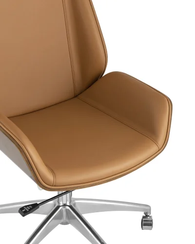Кресло руководителя TopChairs Crown NEW, коричневое УТ000031356 Stool Group, коричневый/экокожа, ножки/металл/хром, размеры - ****600*640 фото 3