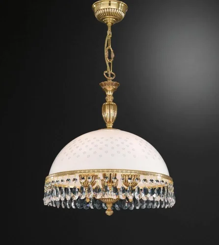 Люстра подвесная  L 8301/38 Reccagni Angelo белая на 3 лампы, основание золотое в стиле классический 
