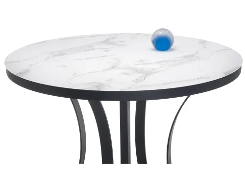 Стеклянный стол Нейтон белый мрамор / графит 462090 Woodville столешница белая мрамор из стекло фото 5