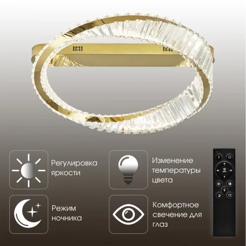 Люстра потолочная LED с пультом AM-Venezia 316223/D600 GD Arte Milano прозрачная на 1 лампу, основание золотое в стиле современный с пультом фото 12