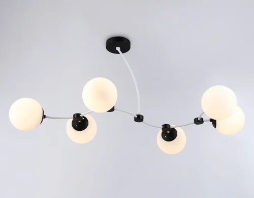 Люстра потолочная TR2552 Ambrella light белая на 6 ламп, основание чёрное в стиле современный  фото 4