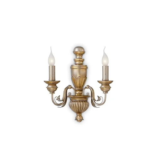 Бра FIRENZE AP2 ORO ANTICO Ideal Lux без плафона на 2 лампы, основание золотое в стиле классический 