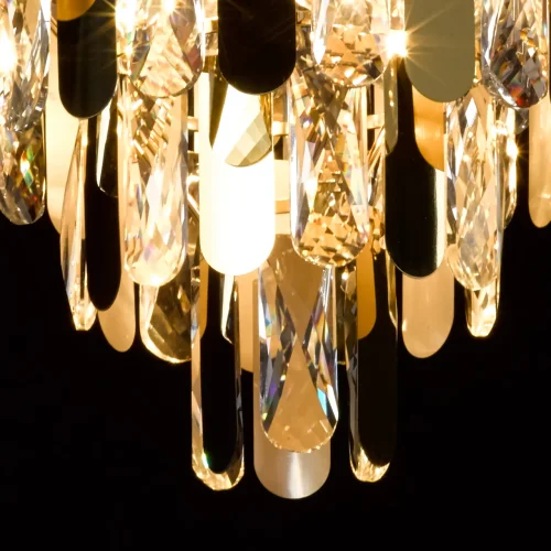 Люстра подвесная Бриз 111013306 DeMarkt прозрачная на 6 ламп, основание золотое в стиле классический арт-деко  фото 7