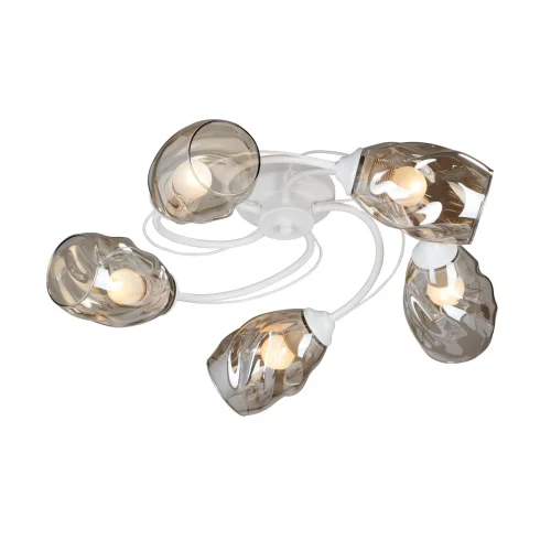 Люстра потолочная V4927-0/5PL Vitaluce янтарная на 5 ламп, основание белое в стиле современный 