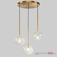 Светильник подвесной ARTO 3 D20 182690-26 ImperiumLoft прозрачный на 3 лампы, основание золотое в стиле лофт современный 