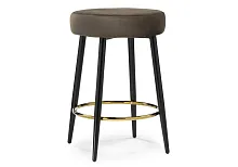Барный стул Plato dark brown 15062 Woodville, коричневый/велюр, ножки/металл/чёрный, размеры - ****430*430
