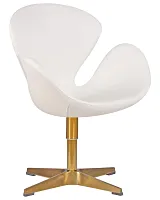 Кресло дизайнерское  69A-LMO SWAN, цвет сиденья белый (P23), цвет основания золото Dobrin, белый/кожзаменитель, ножки/металл/золотой, размеры - ****710*600