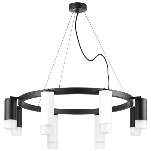 Люстра подвесная Rullo LR0188643741 Lightstar чёрная белая на 8 ламп, основание чёрное в стиле хай-тек 