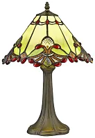 Настольная лампа Тиффани 863-824-01 Velante разноцветная 1 лампа, основание бронзовое коричневое металл в стиле тиффани орнамент