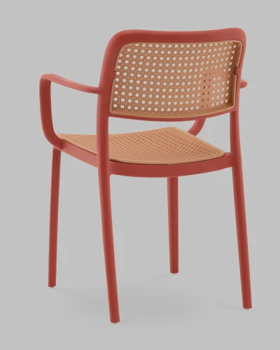 Стул Yona, пластиковый, с подлокотниками, красный УТ000040844 Stool Group, коричневый/пластик, ножки/металл/красный, размеры - *810**** фото 5